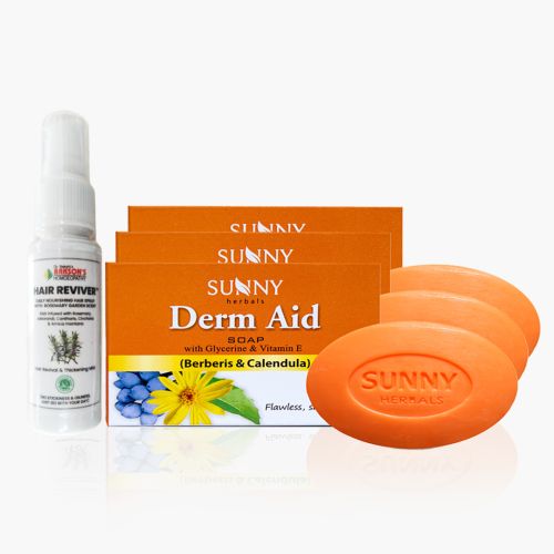 DERM AID SOAP-75GMS WITH HAIR REVIVER 30 ML (PACK OF 3 PCS SOAP WITH 1 PC HAIR REV)