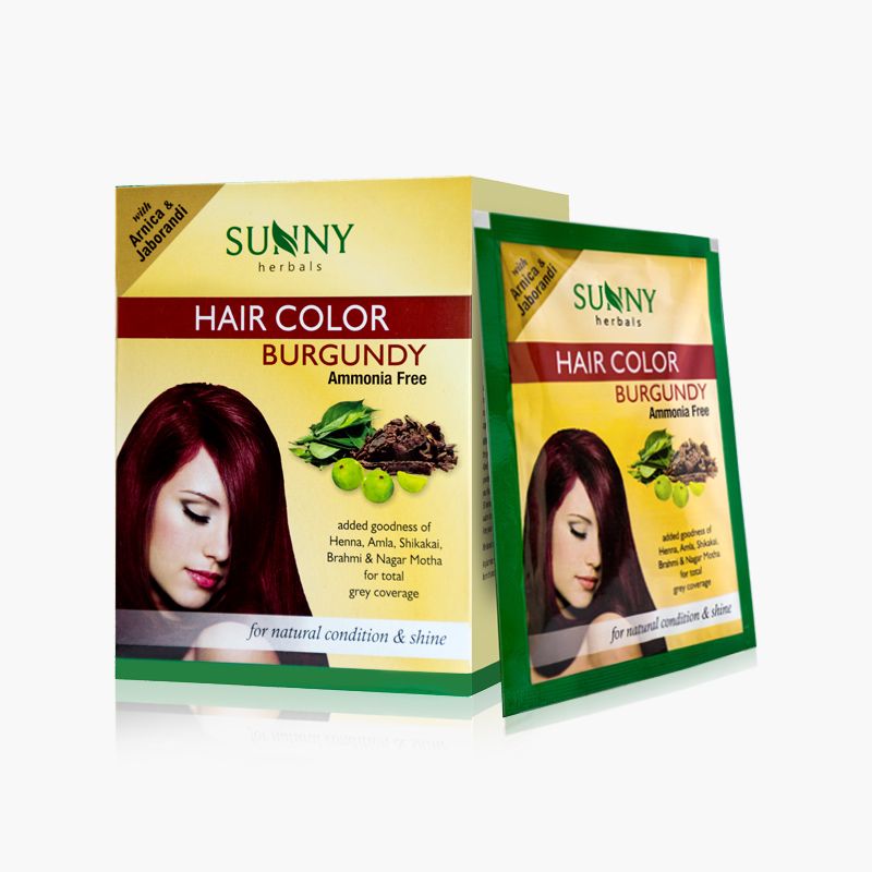 sunny herbal hair colour, herbal hair colour, hair colour for women, burgundy hair color for women